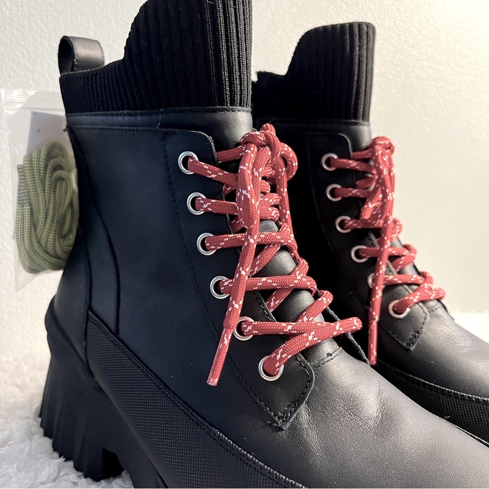Nurture Rebalance 3M Water Resistant Leather Lug Sole Platform Boots - Picture 6 of 10